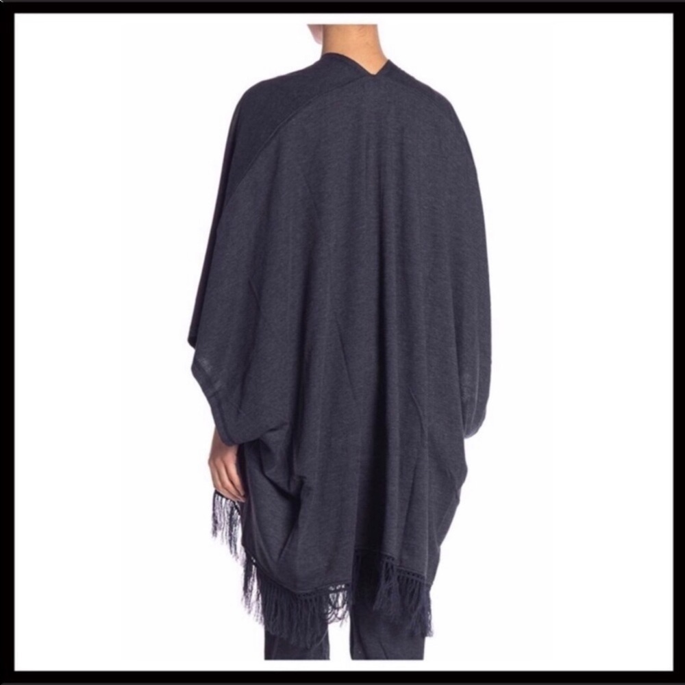 PONCHO CAPE NAVY BLUE BLANKET WRAP CARDIGAN A3C - Picture 5 of 8